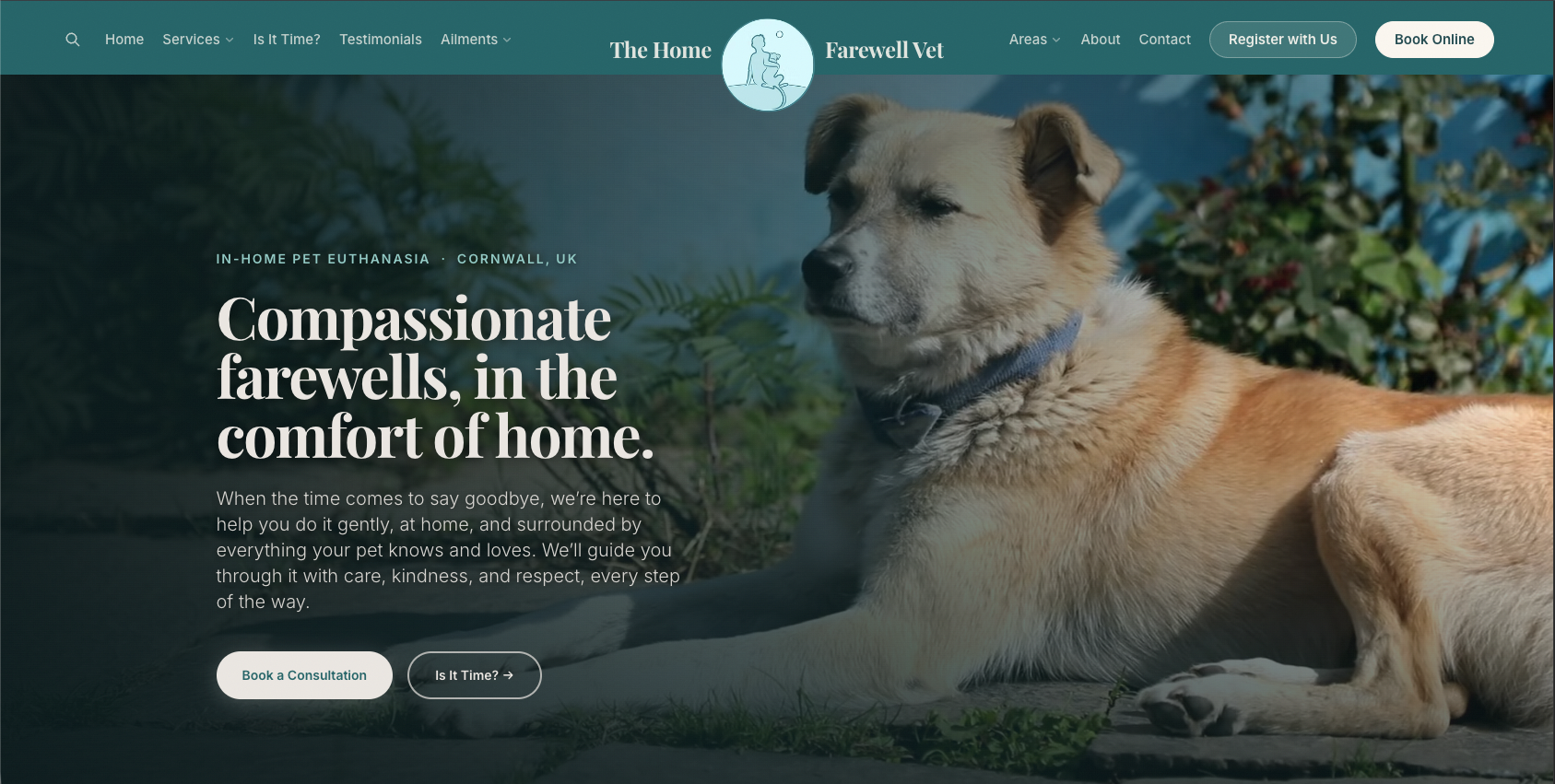 Website for The Home Farewell Vet